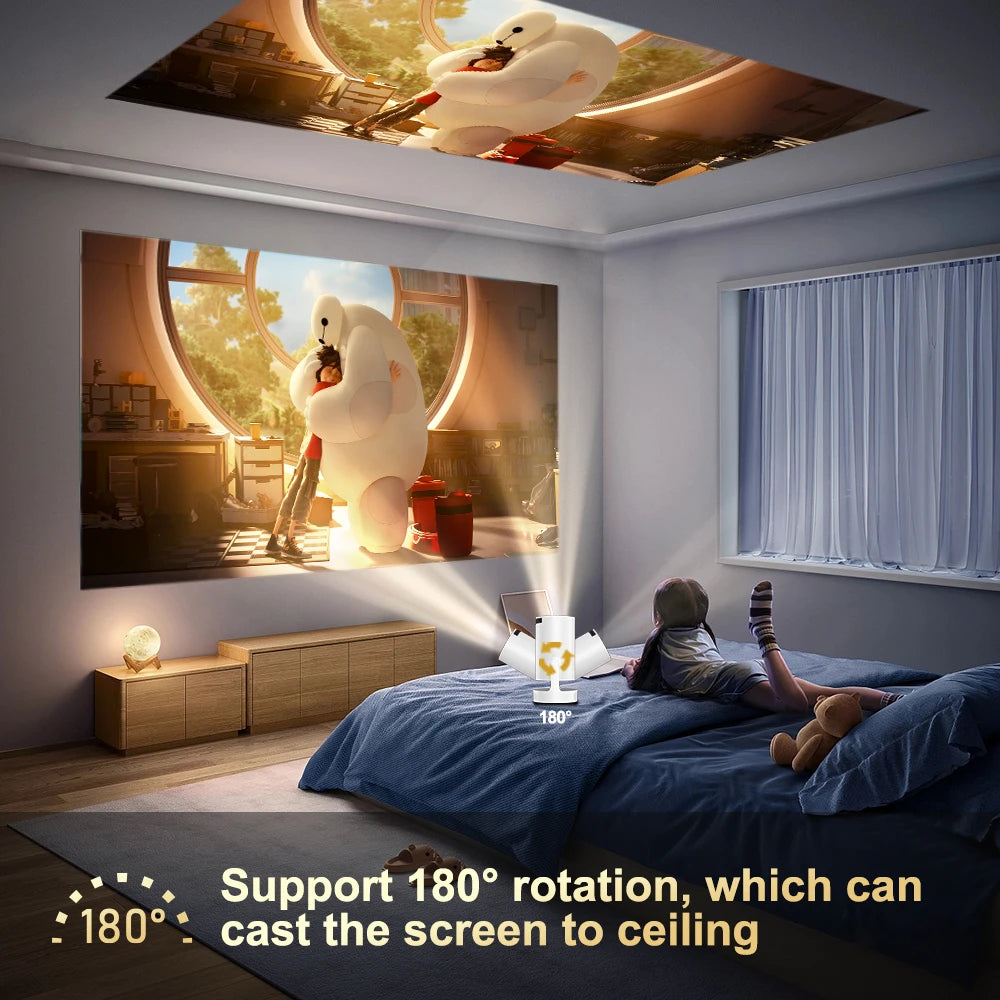 HY300 Ultra Android11.0 4K 720P Portable Projector Wifi6 BT5.4 Outdoor Home Theater Auto Keystone 2025 Update HY300 Pro+