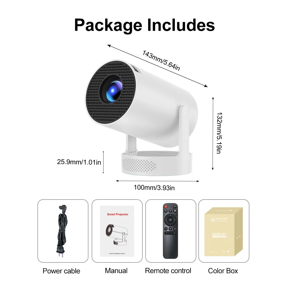HY300 Ultra Android11.0 4K 720P Portable Projector Wifi6 BT5.4 Outdoor Home Theater Auto Keystone 2025 Update HY300 Pro+