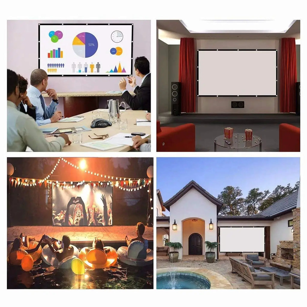 60 84 100 120 150 Inch Projector Screen Portable Projection Screen16:9,Outdoor Movie Screen for Travel Home Theater for HY300
