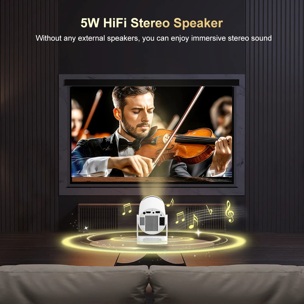 HY300 Ultra Android11.0 4K 720P Portable Projector Wifi6 BT5.4 Outdoor Home Theater Auto Keystone 2025 Update HY300 Pro+